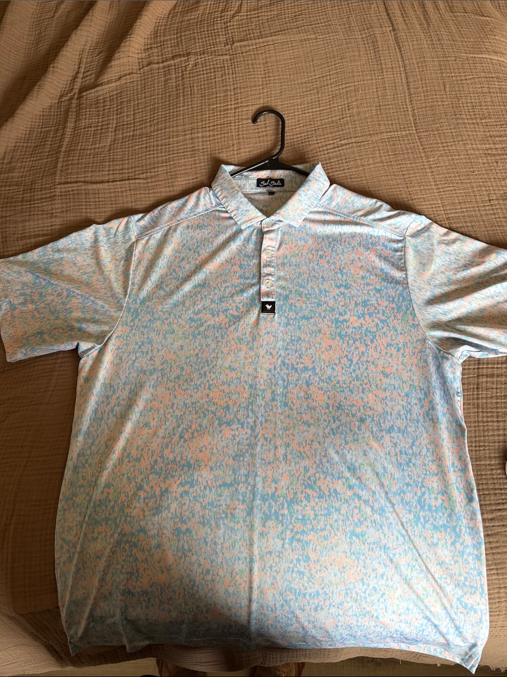 Bad Birdie Men’s Pastel Blue, green & Light Pink Printed Polo